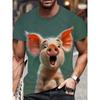 Herren Lustiges Schwein T-Shirt Niedliche Cartoon 3D Druck Kurzarm für Mann Rundhals T-Shirts Polyester Oberteile Outdoor Schnelltrocknend Herrenbekleidung