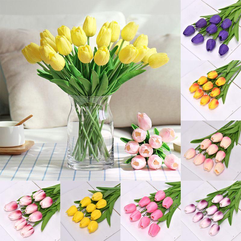 Exquisite No Color Fading Artificial Tulip Flowers For Cafe And Bookstore Decorations