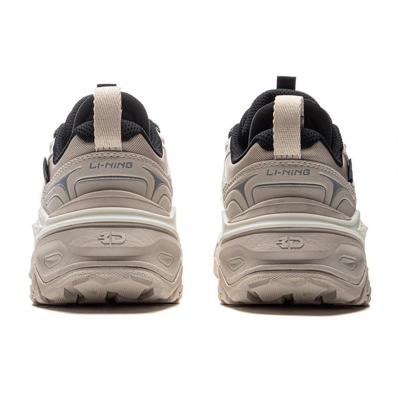 Li Ning CF Suo Qian Xing Ce 3 Mode Vielseitig Rutschfest Abriebfest Low-Top Dad Schuhe Damen Sneaker Grau Weiß AHCU038-1