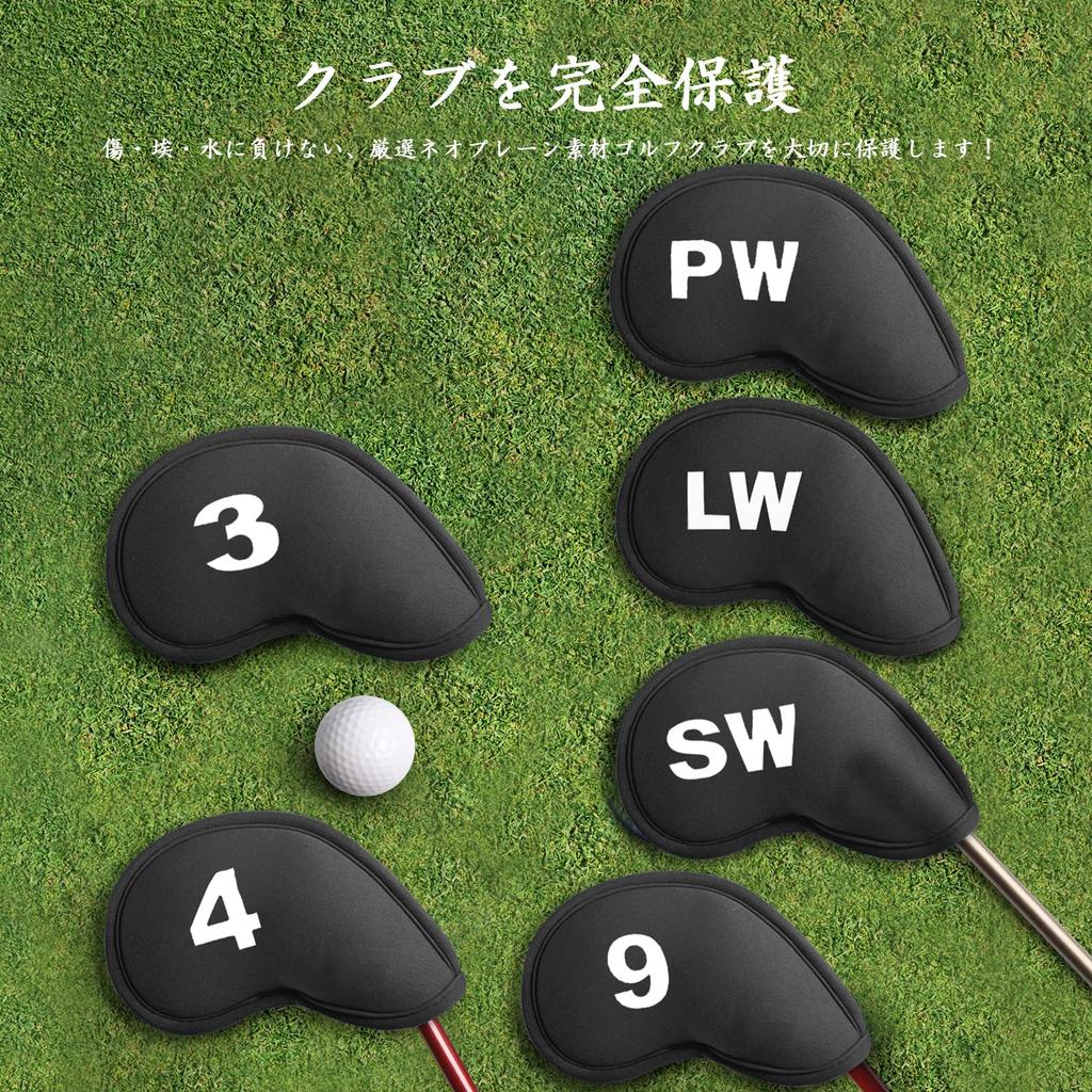Set mit 11 Golf-Eisenhauben mit magnetischem, leichtem Neopren, Schutzhauben für Wedges und Eisen mit Nummernverschluss, Headcovers, (LT-018)