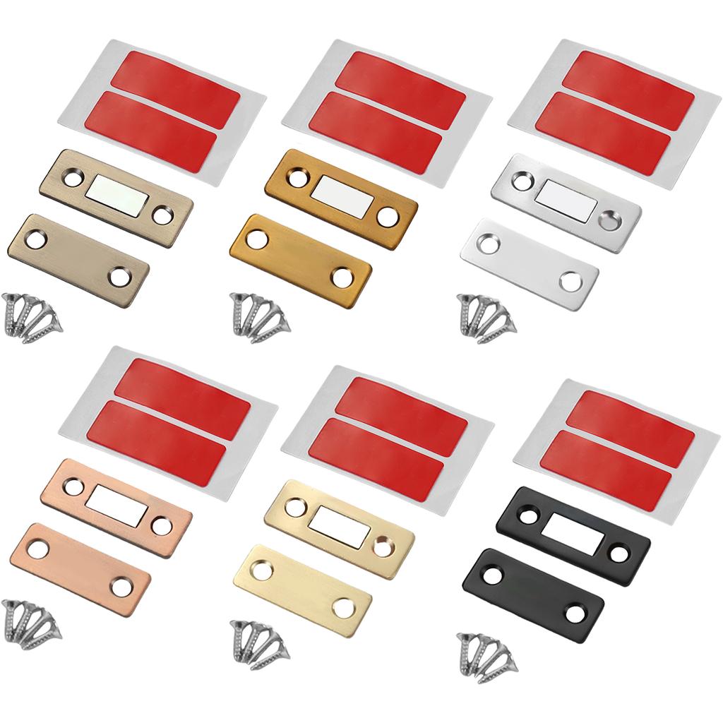 4 set Thin Magnetic Door Catch Latch with Screws & Stickers Strong Magnet Door Closer set for Furniture Cabinet Cupboard