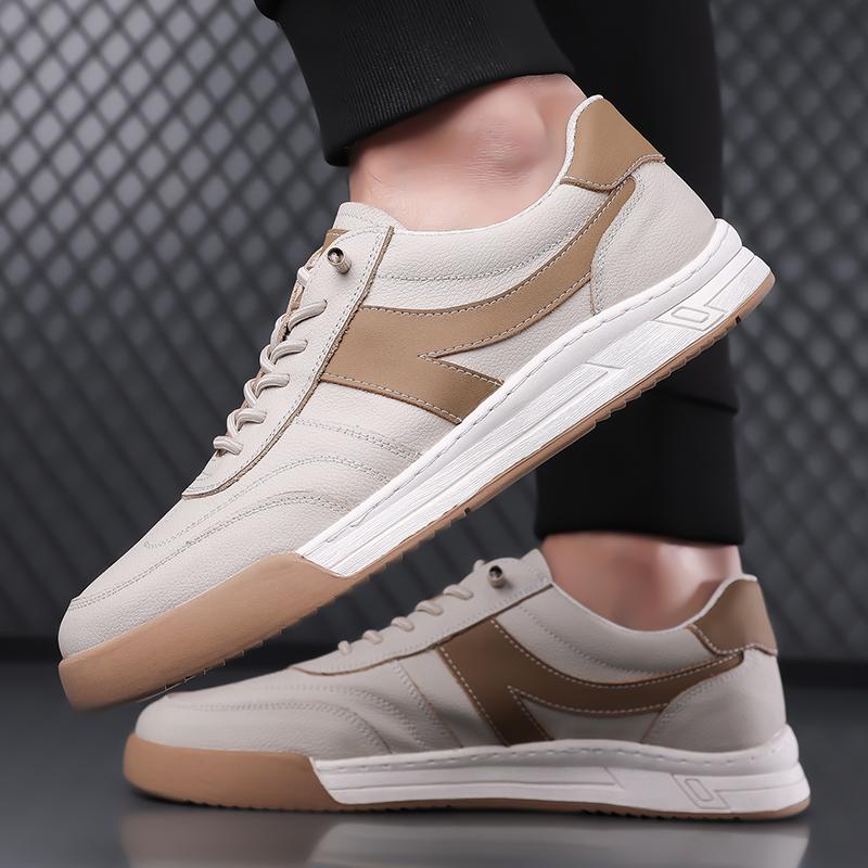 Fashion Men's Vulcanize Shoes 2025 New Skate Shoes Luxury Brand Male Comfortable Flats Men Leather Fashion Men Outdoor Walking Footwear