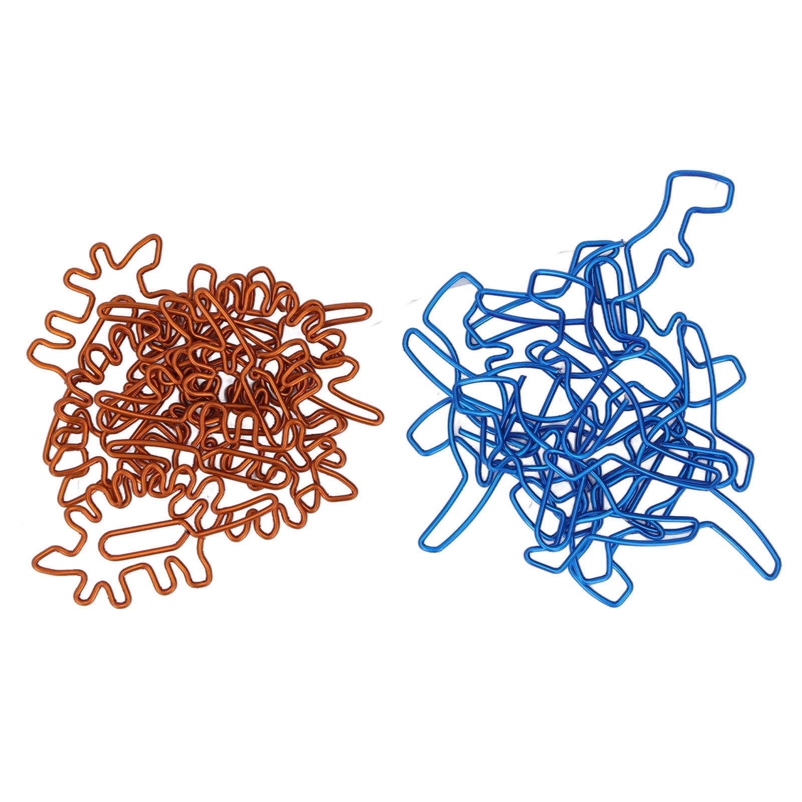 

100 шт. Скрепки для бумаги Уникальная форма динозавра Легкие Портативные Процесс гальванизации Металл