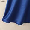 ZANZEA Women Casual Bows Splice V-Neck Summer Short Sleeve Dress