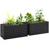 Raised Bed 2 Piece Set Planting Box Extra Deep Metal 120 X 60 X 60 Cm Dark Gray