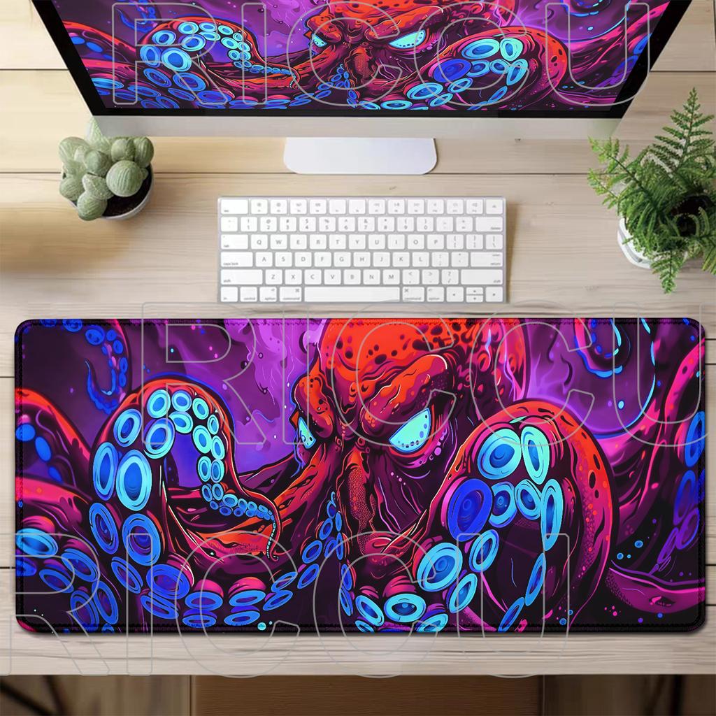 Oktopus Meeresungeheuer Punk Mauspad Groß Gamer Tastatur Schreibtischmatte Computer Gaming Matte XXL Erweitert 30x60cm Büro PC Zubehör