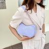 Women Corduroy Shoulder Bag Stylish Top Handle Bag Crescent Handbag Simple Armpit Bag for Shopping Commuting Dating