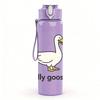 1PC Silly Goose Simple Line Text 750ml Color Plastic Sports Water Bottle Leakproof Flip Straw Lid Suitable for Sports Office Home Use