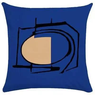 Blue White Minimalist Abstract Line Art Face Cushion Cover Throw Pillowcase Modern Home Decor For Sofa Couch Peach Skin 40X40