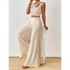 Casual Style Plus-Size High-Waisted Drapey Wide-Leg Pants for Women Summer Cotton-Linen Texture Slimming and Flattering Skirt Pants Commuting