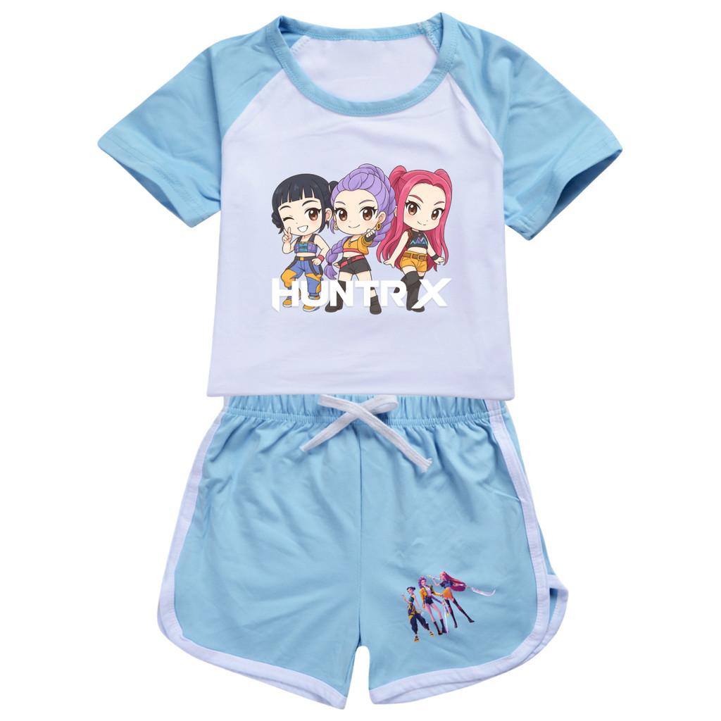 5015 Kids Girls POP Rumi Zoey Mira Print T-shirt Shorts Sport Tracksuit Clothes Set