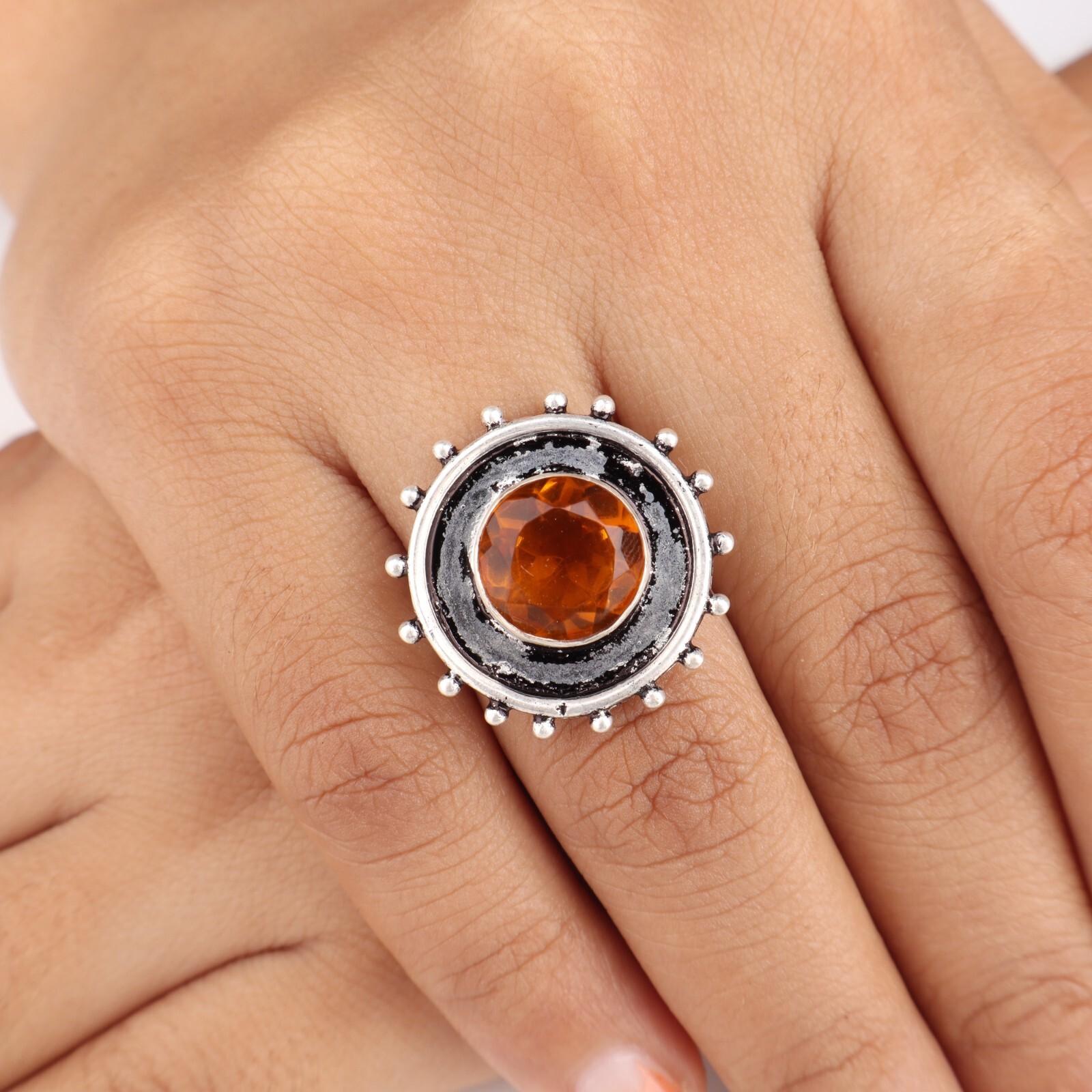 

Citrine Gemstone 925 Sterling Silver Jewelry Handmade Ring For Anniversary Gift RR-49-4 13