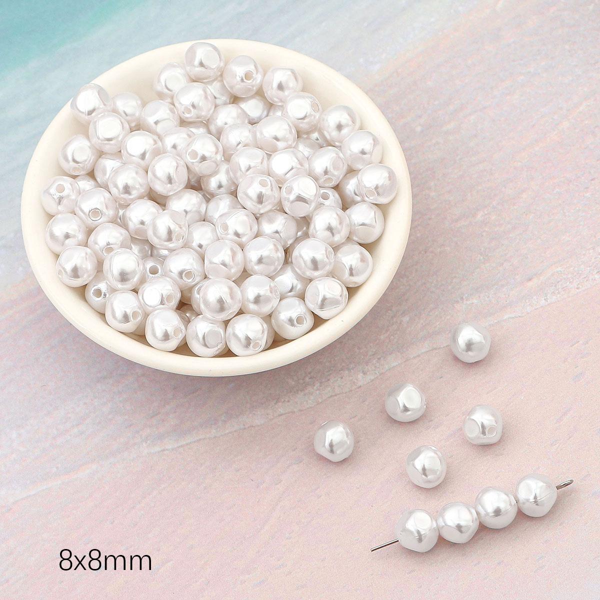 

Геометрическая форма имитация жемчуга из АБС-пластика, бусины с прямым отверстием, браслет «сделай сам», ювелирные аксессуары 8x8mm 30pcs белый