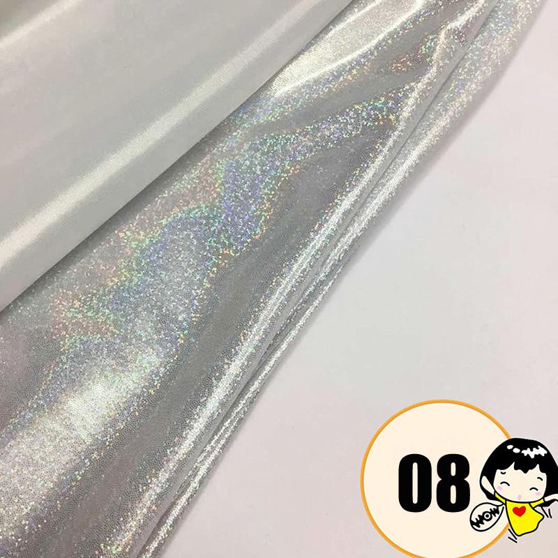 100*150cm Holographic Fluorescent Fabric Stretch Colorful Shiny Iridescent Laser Fabric DIY Sewing Stage Wedding Dress Decor