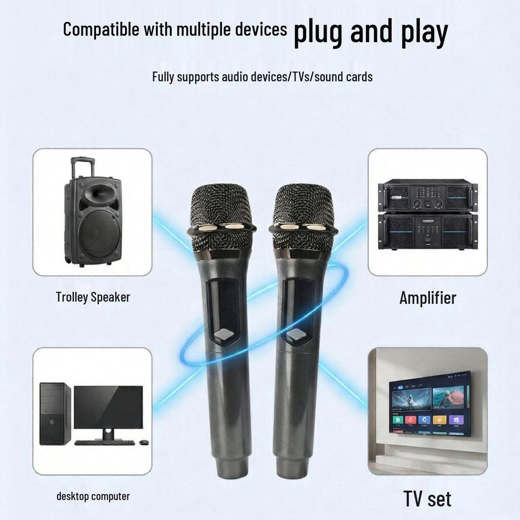 Wireless USB Microphone Duo Set for Home Use
