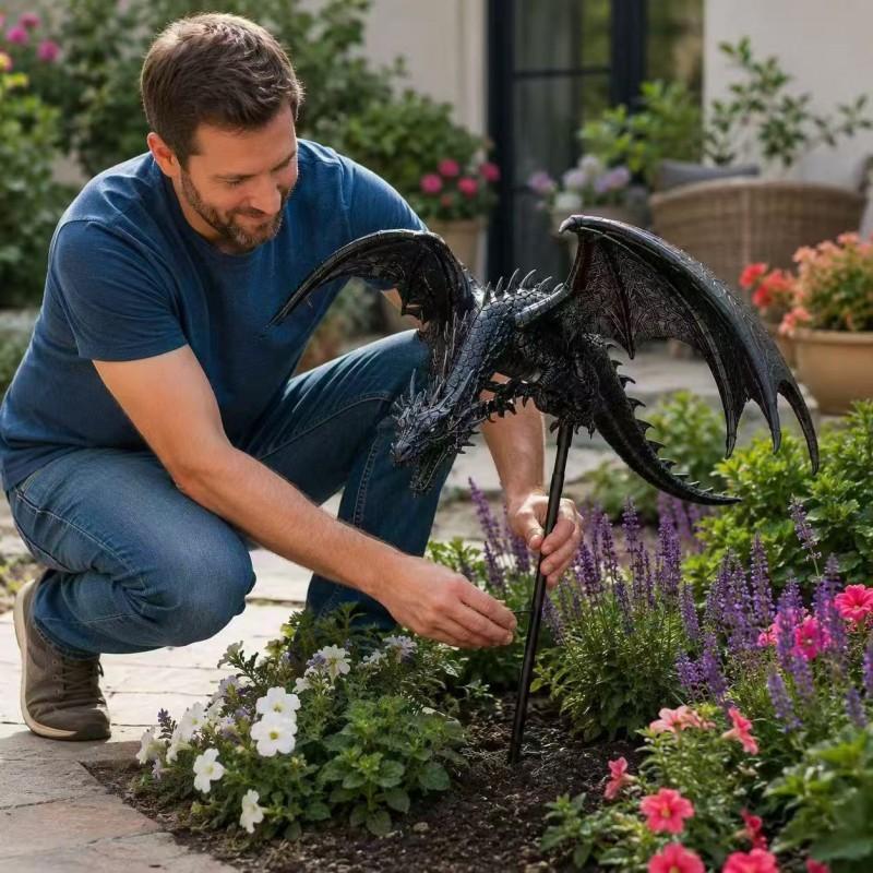 Solar Powered Dragon Flame Garden Decor LED Light Outdoor Patio Tabletop Decoration