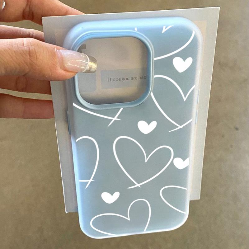 Elegante Custodia Bianca a Forma di Cuore d'Amore per Samsung Galaxy A06 A55 A56 A07 A17 S25 S24 FE S23 Ultra Plus S22 Copertura Opaca 2-in-1