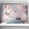 2D Romantic Cherry Blossom & Butterfly Tapestry Living Room Background Cloth