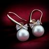 1 Pair Women Hook Earrings Faux Pearl Rhinestone Decor Short Bow Earrings Prom Party Wedding Dangle Earrings Ear Jewelry Drop Earrings