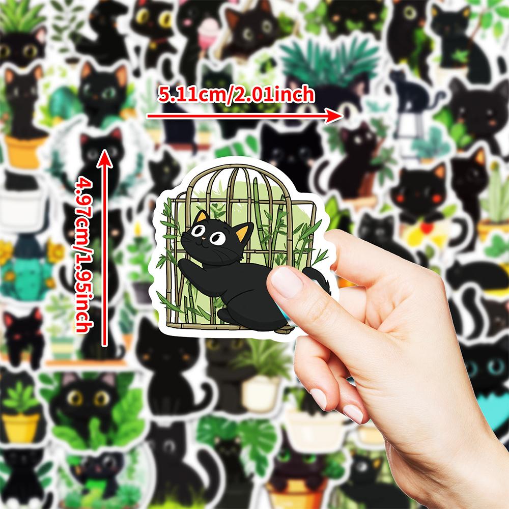 10/30/50pcs Cute Plant Black Cat Cartoon Stickers Waterproof Graffiti Phone Case Bike Kawaii Decoration Sticker Toys Gifts