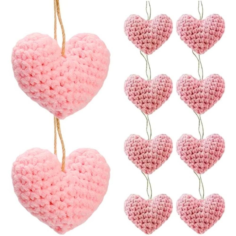 

10 шт. Ручной работы Подвеска-сердце Вязаное украшение-сердце Любовь День святого Валентина Аксессуар для одежды Украшение для одежды розовый