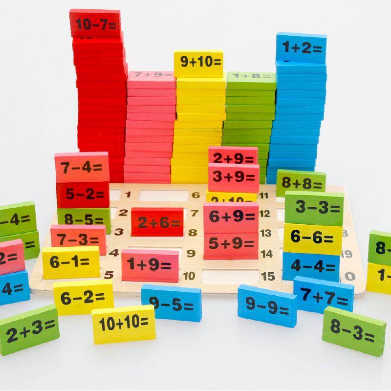Children's Wooden Educational Marble & Dominoes Set with Number Calculation & Building Blocks