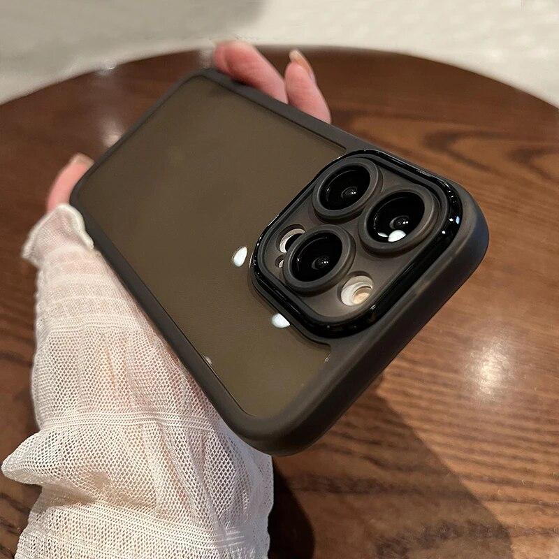 

Роскошный матовый прозрачный противоударный чехол для IPhone 14 12 13 11 Pro Max 14Plus, защитная пленка для объектива, прозрачный бампер, чехол