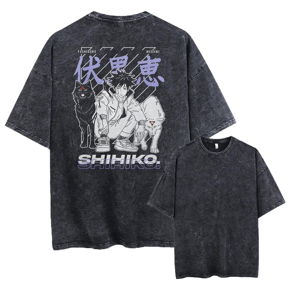 Anime Acidové tričko Jujutsu Kaisen Gojo Satoru Trička Vypraná Pánská Dámská Bavlněná Trička Ryomen Sukuna Retro Topy