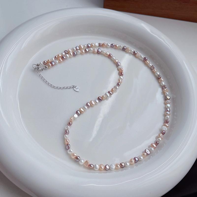 Alien-shaped Freshwater Pearl Necklace, Collar Chain, Fashionable Powder White and Purple Pearl Neck Chain