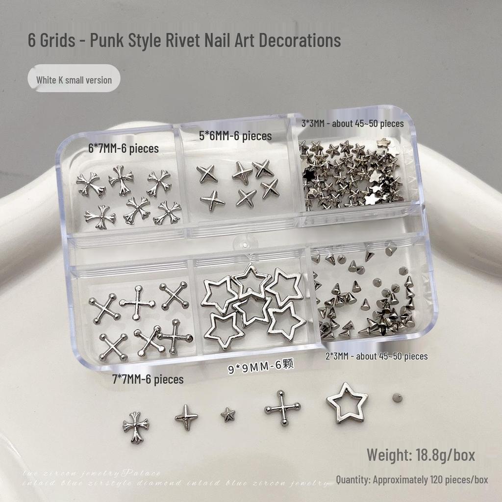 Punk-Style Metal Nail Ornaments: European & American Hot Girl Rivet Rings for DIY Wearable Nail Art