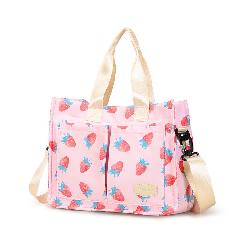 Cherry shoulder bag multi-compartment and multi-layer tote baby travel bag, lightweight handbag