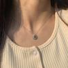 Silver Plated Flower-Shaped Emerald Green CZ Pendant Necklace, Sparkling Teardrop Halo Cable Chain Necklace for Women