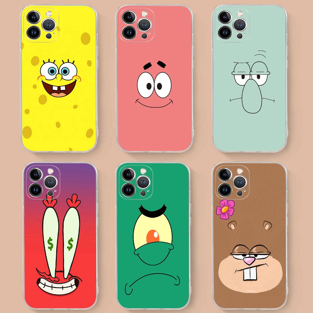 Cute SpongeBob Dolls Phone Case for iPhone 17 16 15 14 13 12 11 Pro Max Plus Soft Cover Personalized DIY