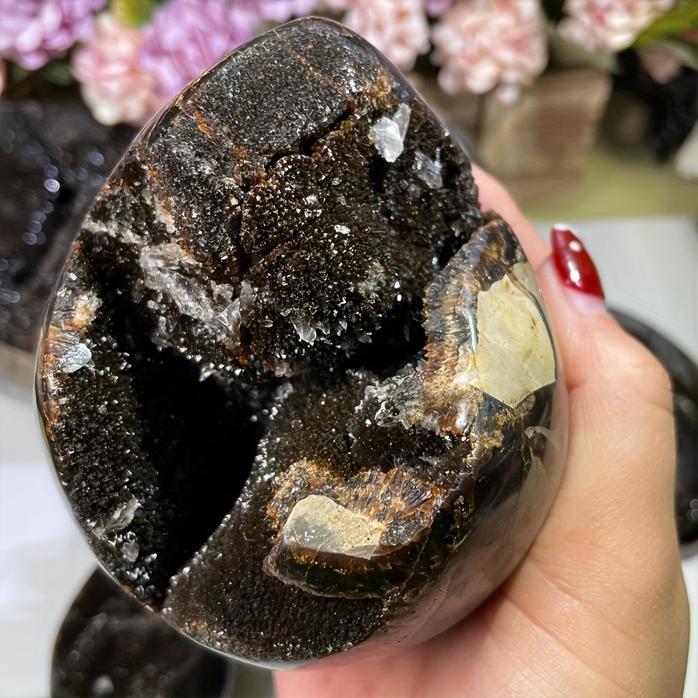 AA+ Dragon Seven-Layer Crystal Egg - Black and brown quartz containing mixed minerals, with a rough textured surface