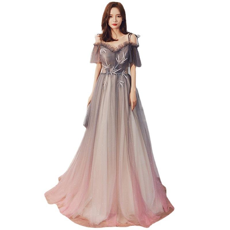 Atmospheric Fairy Evening Dress Women's 1011 New Banquet Annual Meeting Elegant Temperament Long Host Gradual Change Color Dress