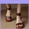 Retro-Damensandalen im englischen Stil mit Gummisohle für den sommerlichen Freizeitlook