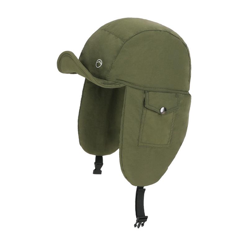 

Зимняя хлопковая теплая шапка Женская уличная велосипедная ветрозащитная с защитой ушей Шапка-ушанка Шапка для большой головы армия зеленый