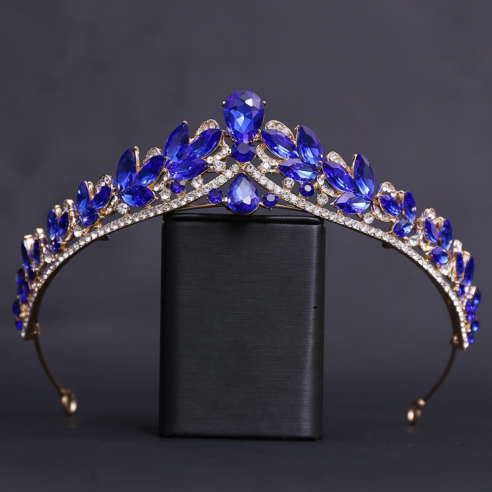 DIEZI 5 Farben Luxus Kristall Diadem Halskette Ohrringe Für Frauen Hochzeitsparty Elegant Braut Braut Strass Krone Accessoires