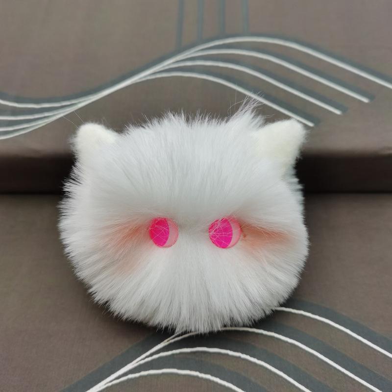 Multi-Color Blush Cat Ball Plush Doll Pendant - Long Hair, Accessory for Bags & Clothing
