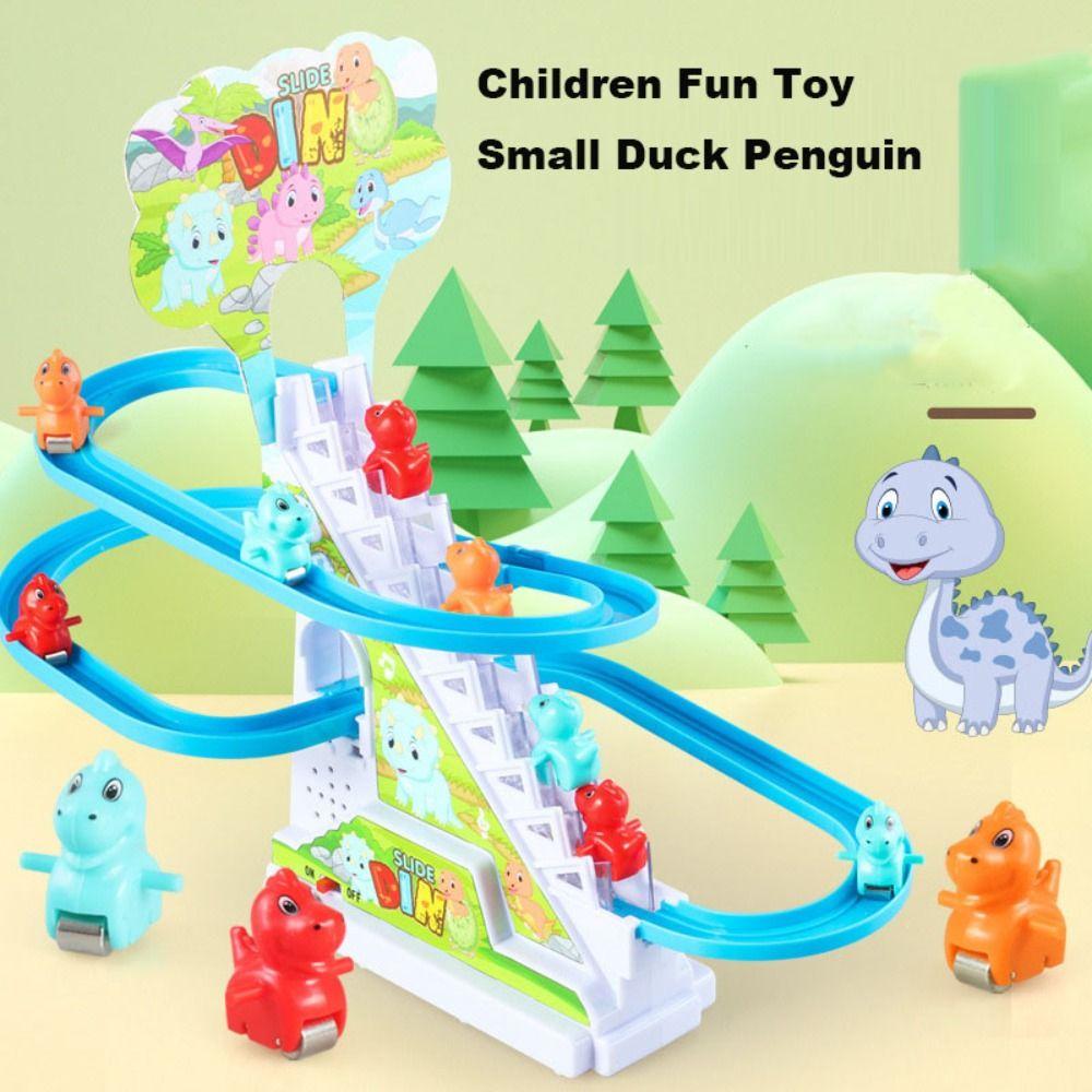 Plastic Electronic Climbing Stairs Toy Light Musical Slide Track Coaster Children Fun Toy