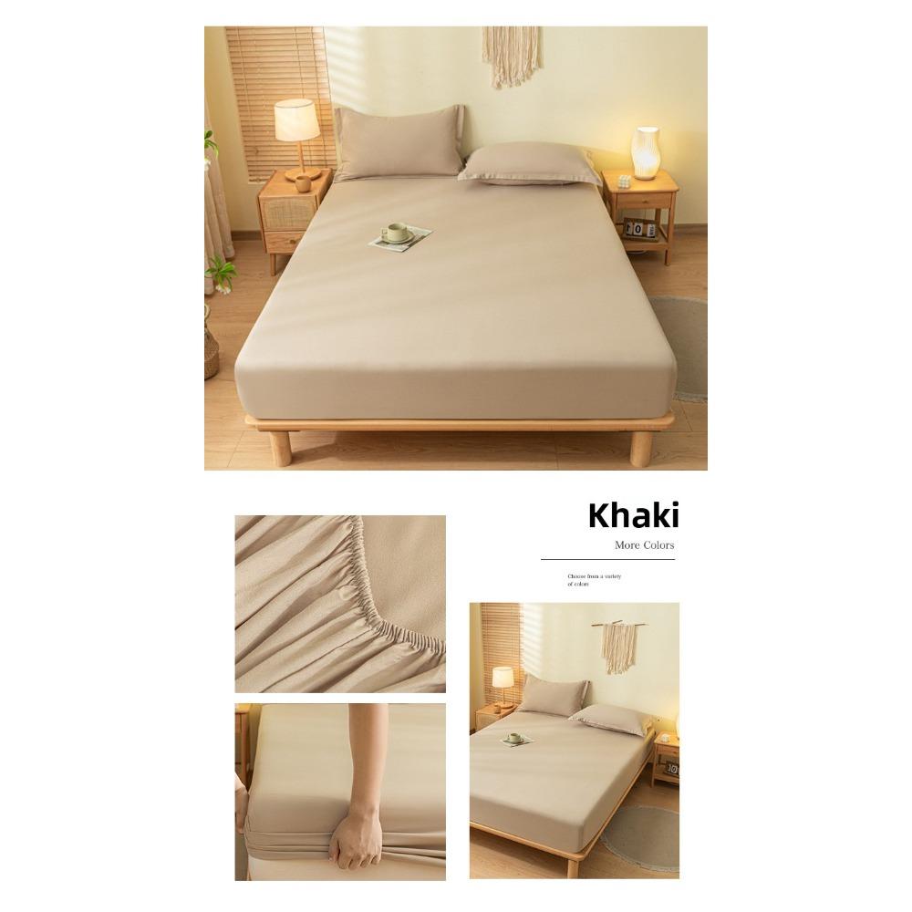 Brushed Washed Cotton Fitted Sheet, All Seasons Full Wrap Mattress Protector Cover with Pillowcase, Dustproof Anti-Dirty Bed Linen