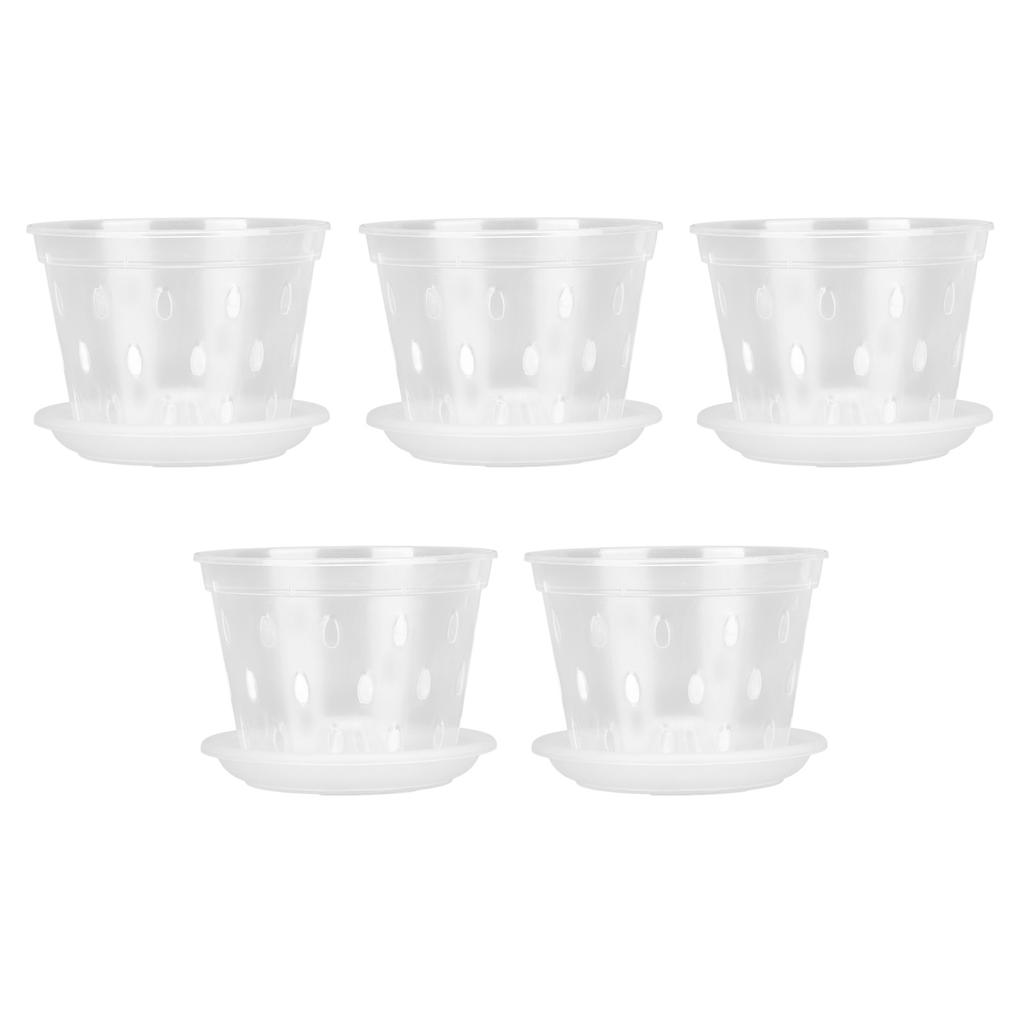 5 Sets Orchid Flower Pot Breathable Clear Orchid Planting Pot with Holes Saucers for Indoor Outdoor