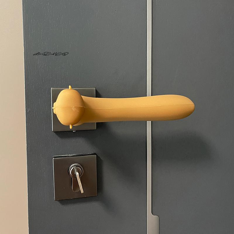 Silicone Door Knob Cover Anti-Collision Protective Glove Wall Protectors Home Accessory with Static Mat for Door Handles
