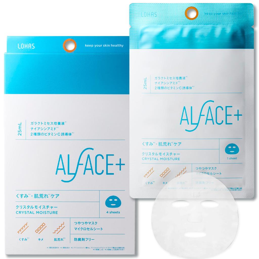 ALFACE Crystal Moisture Face for Dull and Rough Skin [Renewal] 4-Piece Mask, Preservative-Free,