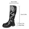 Fashion 2025 Winter Fashion Women's Knight Boots British Style Platform Knee High Boots Woman Rivet Decor PU Leather Motorcycle Booties