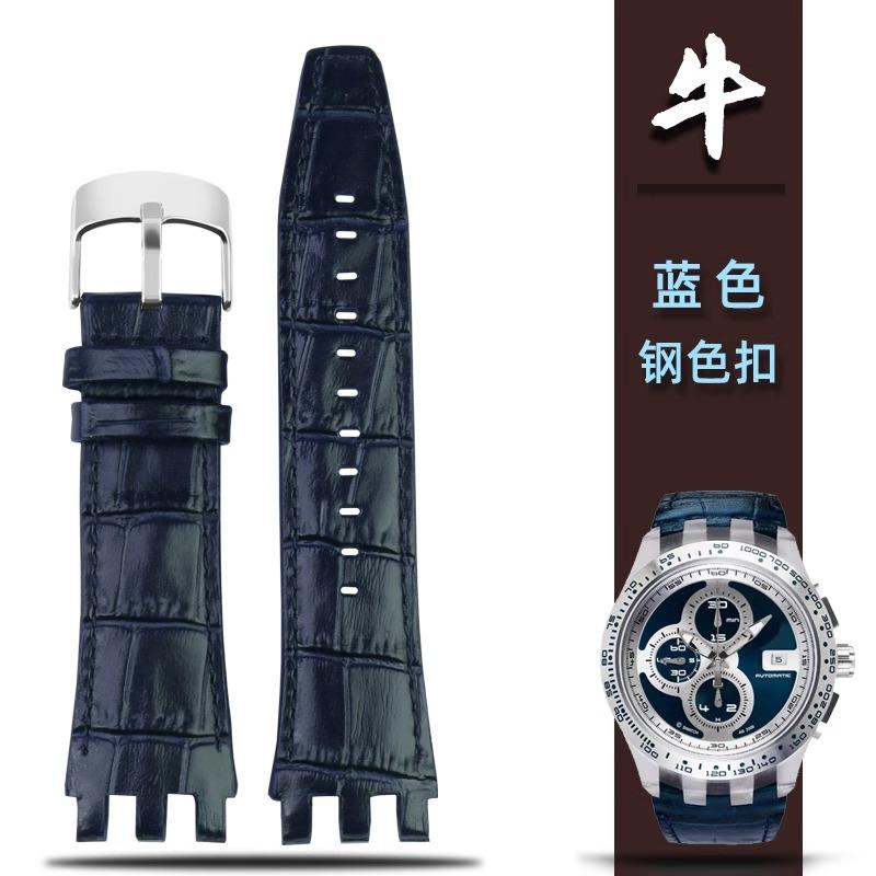 Für Swatch SVG Mechanisches Uhrenarmband SVGK403/407 SVGB400 402 408 Echte Lederuhr Mit Herren-22mm-Armband 22mm black