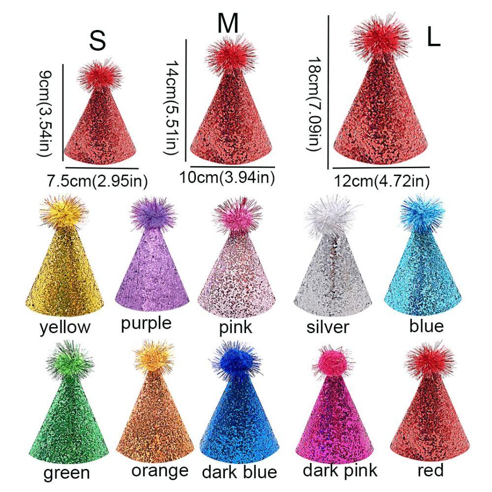 Decorative Dog Sparkling Hat Foldable Cat Headgear Pets Accessories Pet Birthday Hat  For Dogs Cats