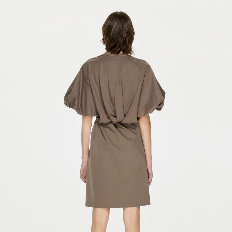 JNBY Women's Round Neck Cloud Puff Sleeve Midi Dress