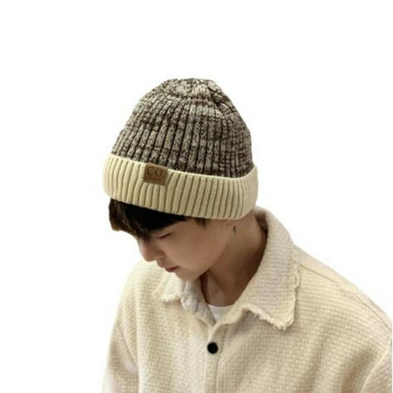 Men's Winter Thickened Warm Knit Hat - Velvet-Lined Wool Black Hat for Boys