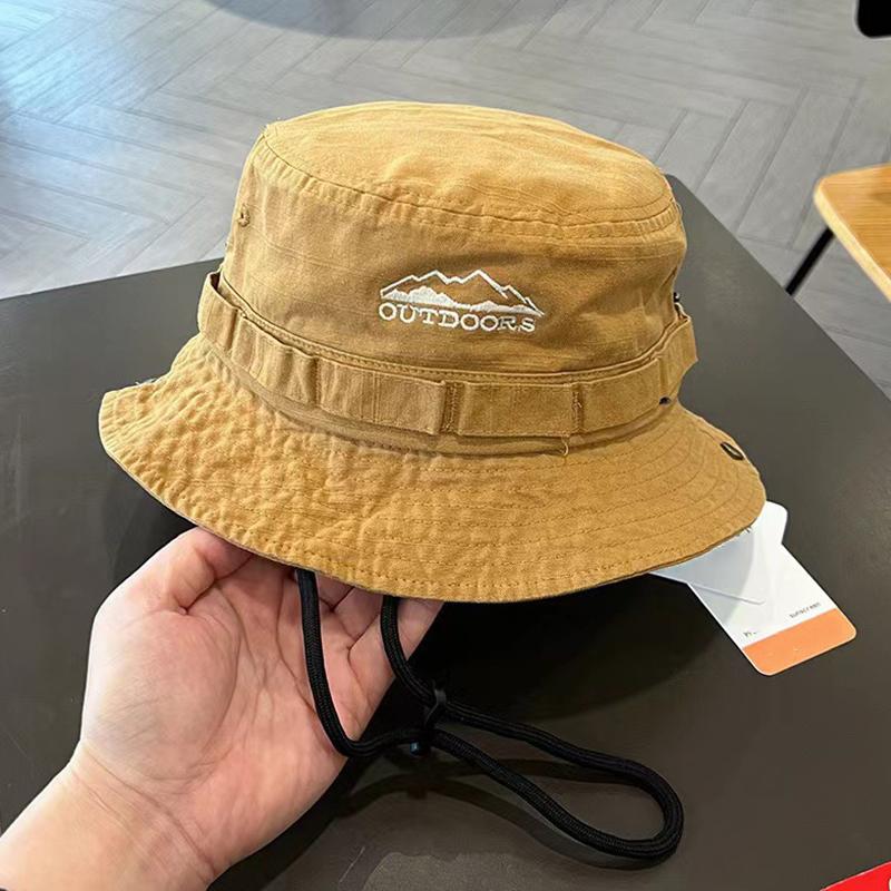 Summer Western Cowboy Hat for Women Fashion Embroidery Wide Brim Drawstring Fisherman Cap Hiking Mountaineering Sunscreen Caps